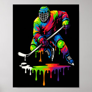 Affiche Joueur de hockey coloré glace crème goutte à goutt
