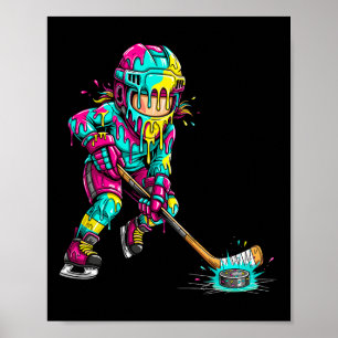 Affiche Joueur de hockey coloré glace crème goutte à goutt