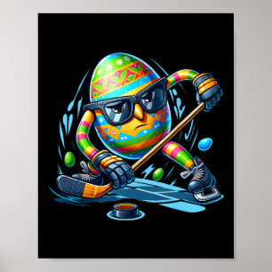 Affiche Joueur de Hockey de Pâques Oeufs Lapin Oeufs Lapin