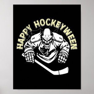 Affiche Joueur de hockey effrayant Joyeux Hockeyween Hocke