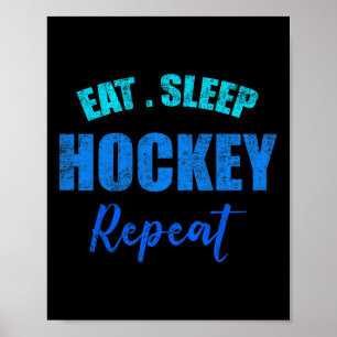 Affiche Joueur de hockey garçons drôles Manger Dormir Hock