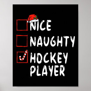 Affiche Joueur de hockey Naughty Noël Santa Hat Boy