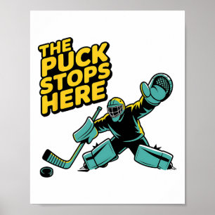 Affiche Joueur de hockey Palet Box de pénalité Gardien de