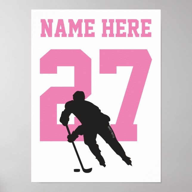 Affiche Joueur de hockey personnalisé Nombre Filles roses (Devant)