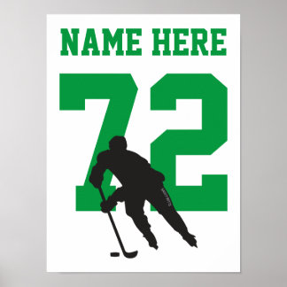 Affiche Joueur de hockey personnalisé Numéro vert