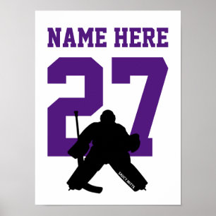 Affiche Joueur de hockey personnalisé Numéro violet