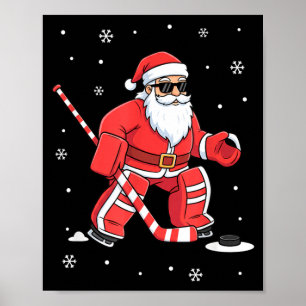 Affiche Joueur de hockey Santa Noël Sports C'est Noël