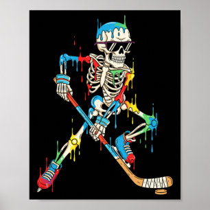 Affiche Joueur de hockey squelette coloré glace à la crème