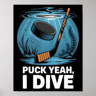 Affiche Joueur de hockey subaquatique Puck ouais plongée s
