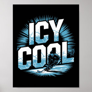Affiche Joueur de hockey sur étang glacé cool Shinny 
