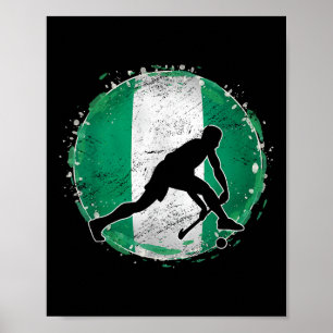 Affiche Joueur de hockey sur gazon Nigeria Drapeau nigéria