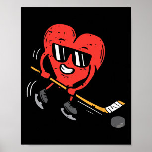 Affiche Joueur de hockey sur glace Coeur Valentines Jour M