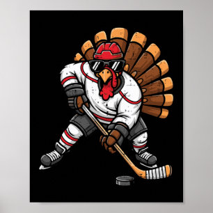 Affiche Joueur de hockey sur glace de Thanksgiving Dinde H