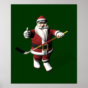 Affiche Joueur de hockey sur glace du Père Noël