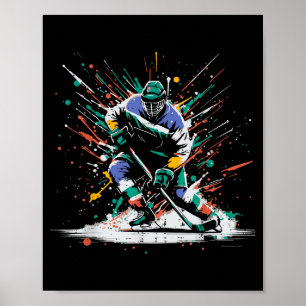 Affiche Joueur de hockey sur glace peinture éclaboussure a