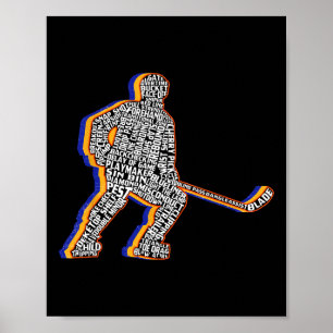 Affiche Joueur de hockey sur glace rétro pour hommes enfan