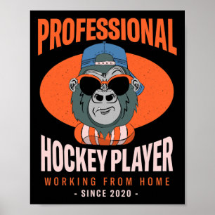 Affiche Joueur de hockey travaillant à domicile Hockey sur