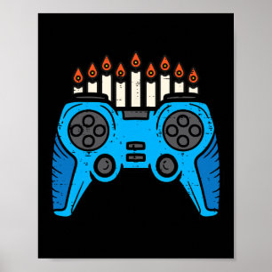 Affiche Joueur de jeu vidéo juif Hanukkah Chanukah Hommes