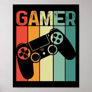 Affiche Joueur de jeu vidéo Rétro Gamer Accro du jeu Garço