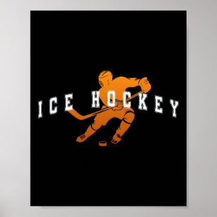 Affiche Joueur de l'équipe orange de hockey sur glace Text