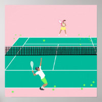 Joueur de Match Art Moderne Pink Green