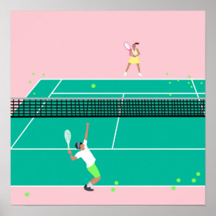 Affiche Joueur de Match Art Moderne Pink Green