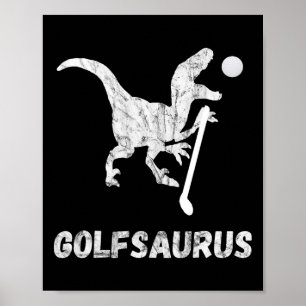 Affiche Joueur de mini-golf drôle golfeur dinosaure T-rex 
