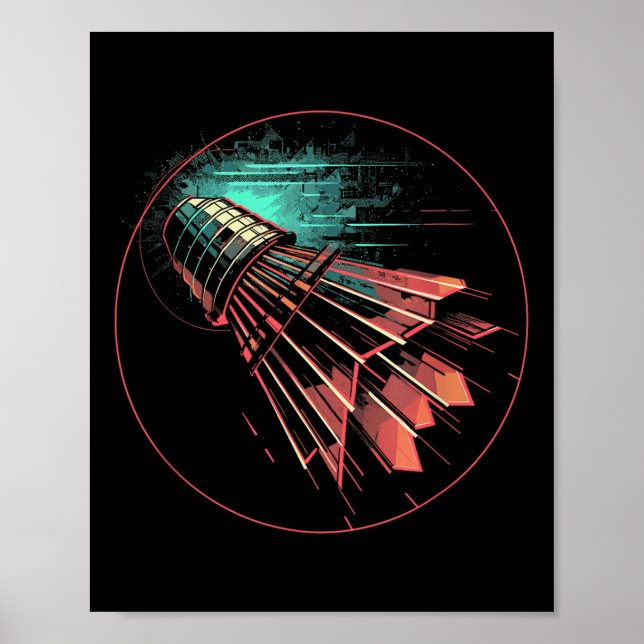 Affiche Joueur de navette Badminton Steampunk (Devant)
