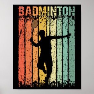 Affiche Joueur de navette Vintage rétro Badminton