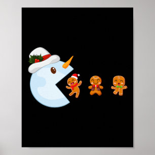 Affiche Joueur de Noël Drôle jeu vidéo Snowman Mange Ginge