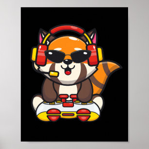 Affiche Joueur de Panda Rouge Drôle Amoureux des Pandas Ro