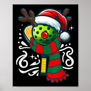 Affiche Joueur de Pickleball amusant Reindeer de Noël