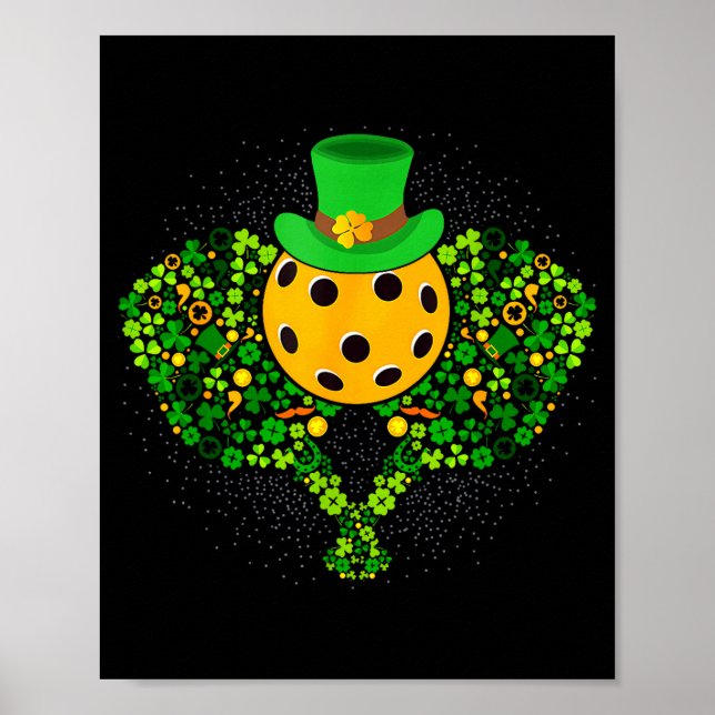Affiche Joueur de pickleball chanceux de la Saint-Patrick (Devant)