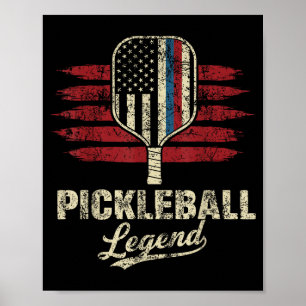 Affiche Joueur de pickleball de drapeau américain légende