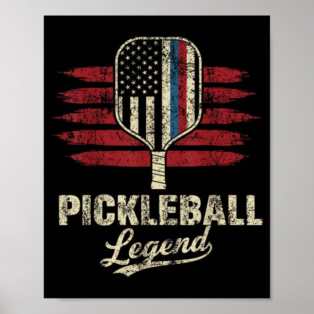 Affiche Joueur de pickleball de drapeau américain légende  (Devant)