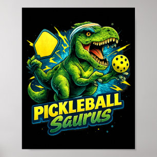 Affiche Joueur de pickleball drôle dinosaure rex picklebal