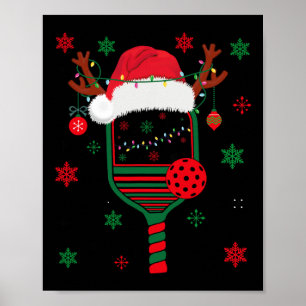 Affiche Joueur de Pickleball Noël Reindees Noël