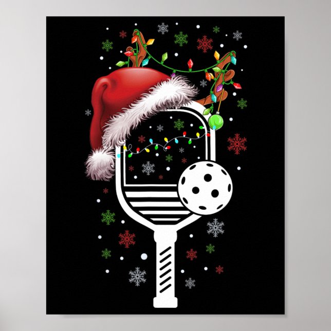 Affiche Joueur de Pickleball Noël Reindees Noël (Devant)