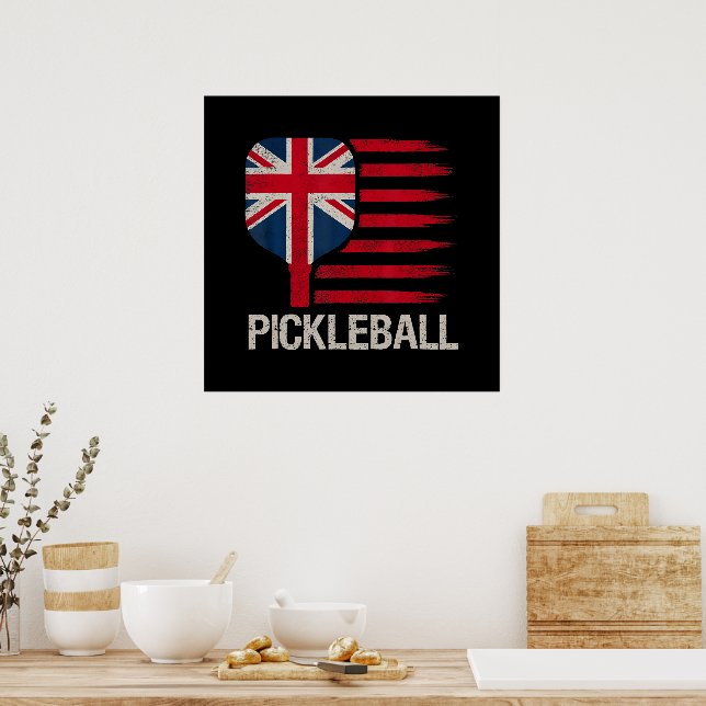 Affiche Joueur de Pickleball Paddle Drapeau Uk  (Cuisine)