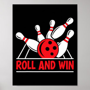 Affiche Joueur de quilles Roll And Win Bowling Joueur drôl