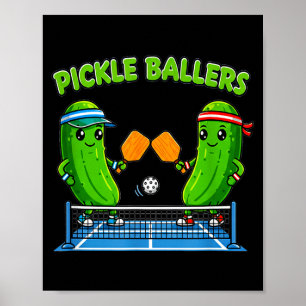 Affiche Joueur de raquette de pickleball pickleballers drô