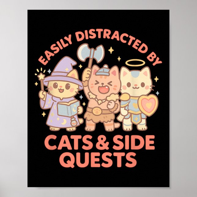 Affiche Joueur de Rpg Chats Nerds Quête Secondaire Tablett (Devant)