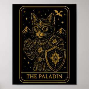 Affiche Joueur de Rpg Paladin D20 Dés Nerdy Geek Chat Homm