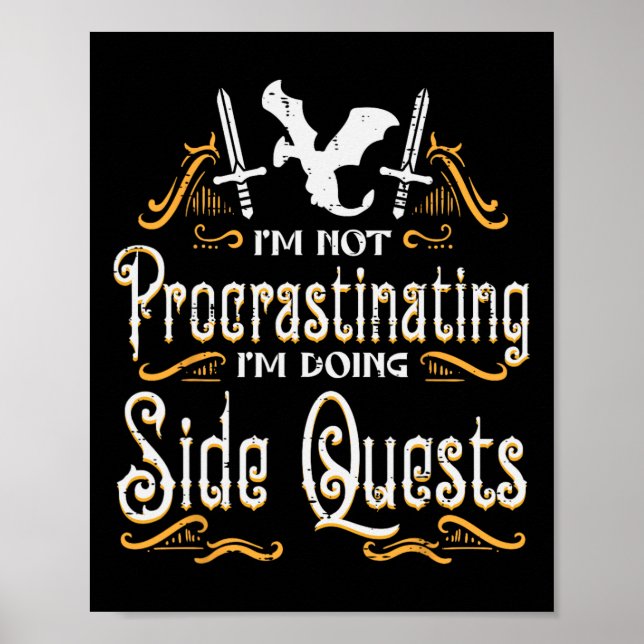Affiche Joueur de Rpg Pas de Quête Secondaire de Procrasti (Devant)