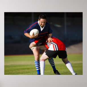 Affiche Joueur de rugby abordant des autres