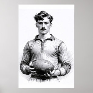 Affiche Joueur de rugby vintage