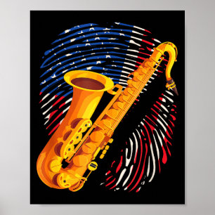 Affiche Joueur de saxophone américain saxophoniste groupe