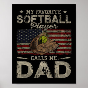 Affiche Joueur de softball favori m'appelle Fête des pères