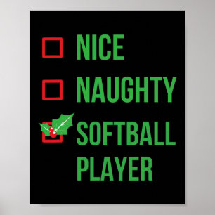 Affiche Joueur de softball Funny Pajama cadeau de Noël