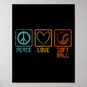 Affiche Joueur de Softll Sportif Signe de Paix Hippie Amou